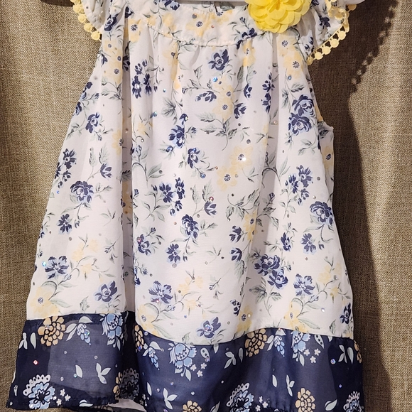 Little Lass Floral Girls 3 Piece Matching Set - Blue and Yellow - Picture 1 of 10